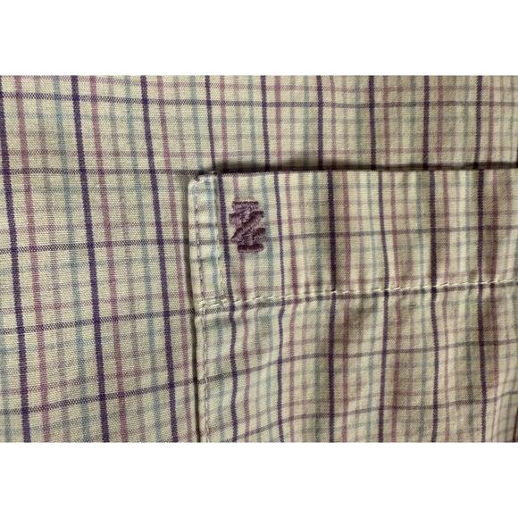 IZOD Button-Down Shirt Men's Medium Long Sleeve Purple Plaid Casual cotton - Picture 3 of 4